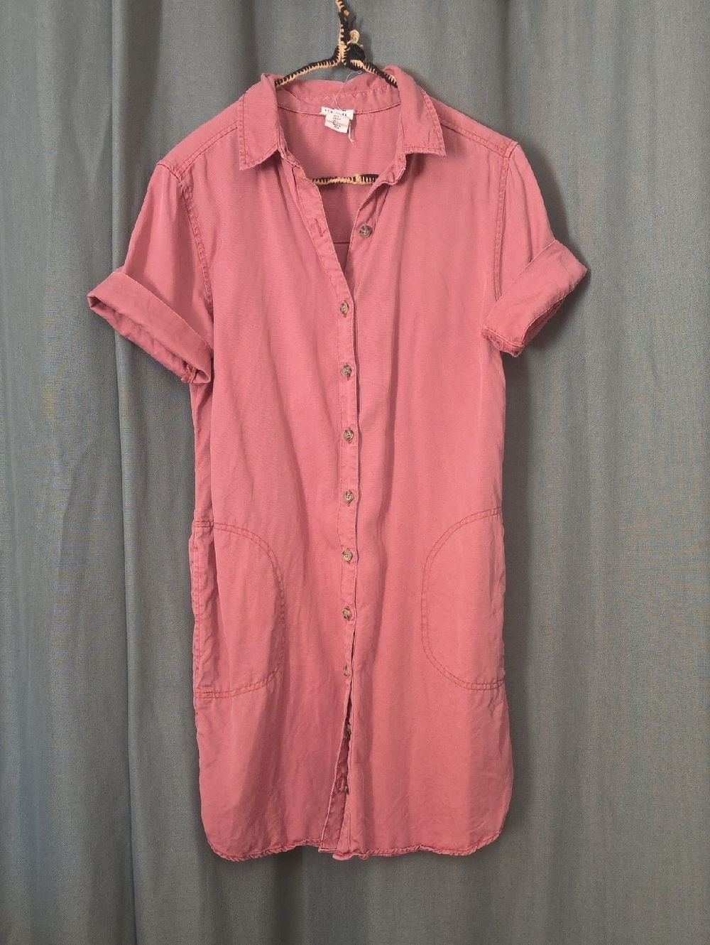 Nicole Miller Dusty Rose Button-Down Shirt Dress
